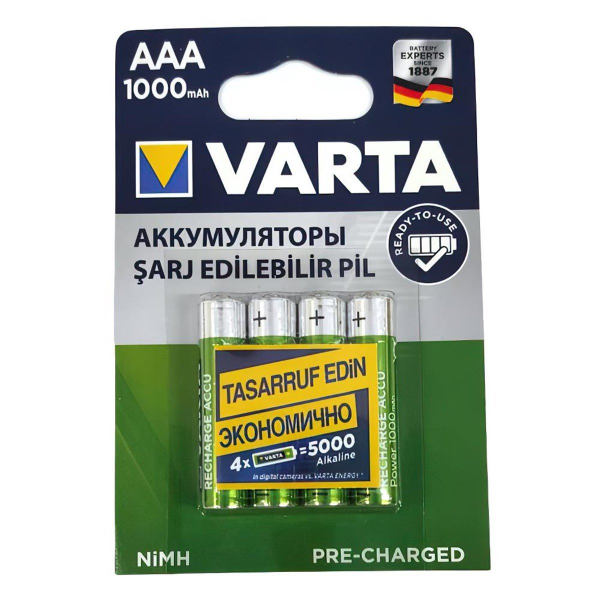 Varta Accu 57033 1000mAh AAA Şarj Edilebilir İnce Kalem Pil 4'lü Paket