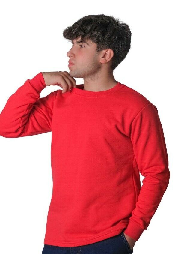 Bisiklet Yaka İki İplik Sweatshirt Kırmızı - L