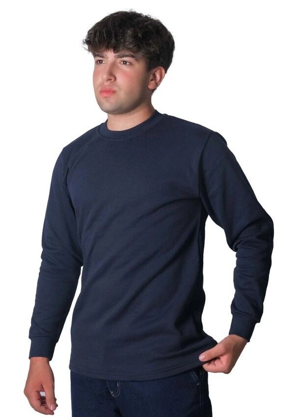 Bisiklet Yaka İki İplik Sweatshirt Lacivert - L