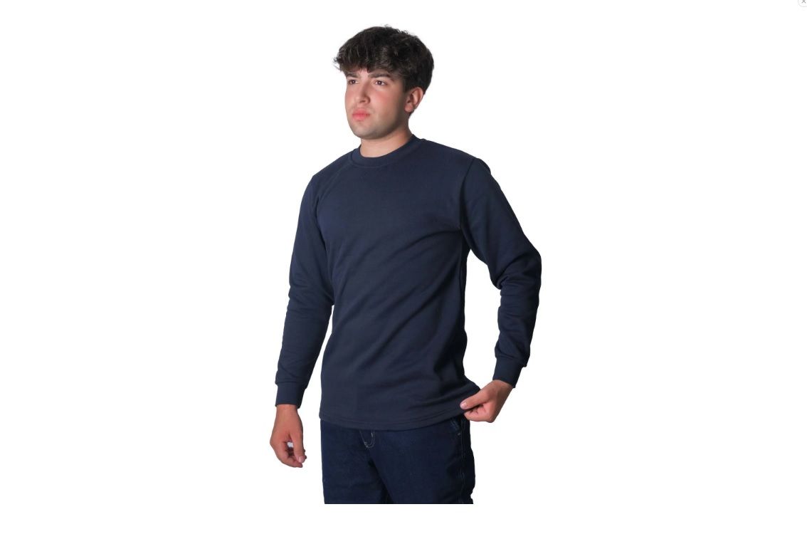 Bisiklet Yaka İki İplik Sweatshirt Lacivert - S