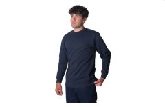 Bisiklet Yaka İki İplik Sweatshirt Lacivert - S