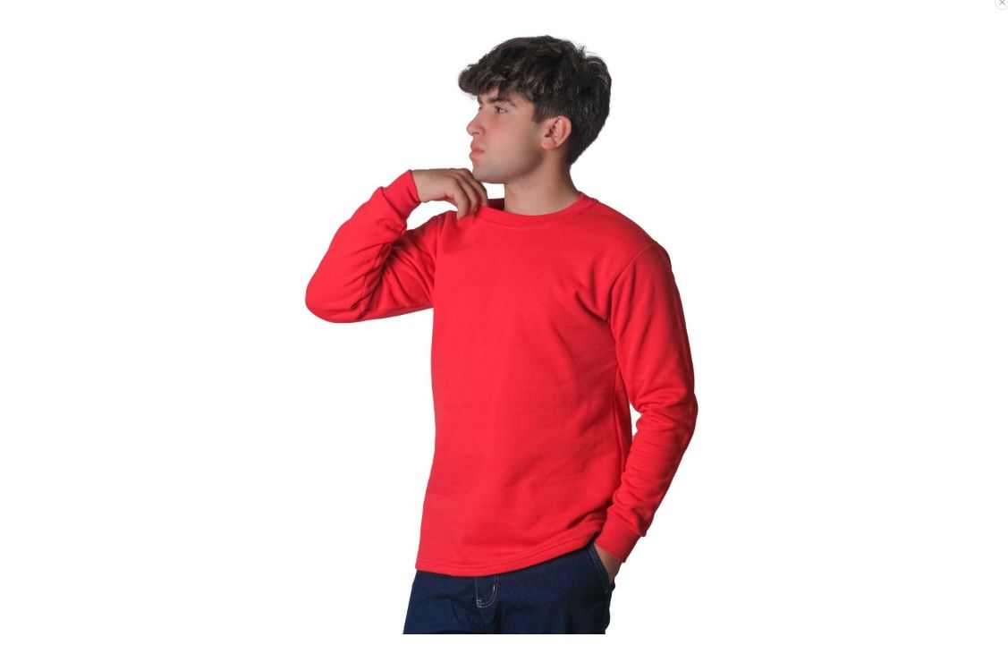 Bisiklet Yaka İki İplik Sweatshirt Kırmızı - XL