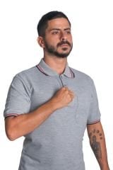 Polo Yaka Penye Tişört- Çizgili Yaka