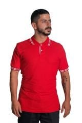 Polo Yaka Penye Tişört- Çizgili Yaka
