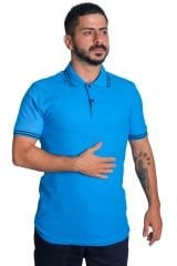 Polo Yaka Penye Tişört- Çizgili Yaka