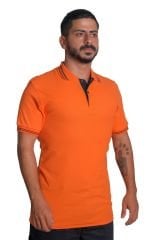 Polo Yaka Penye Tişört- Çizgili Yaka