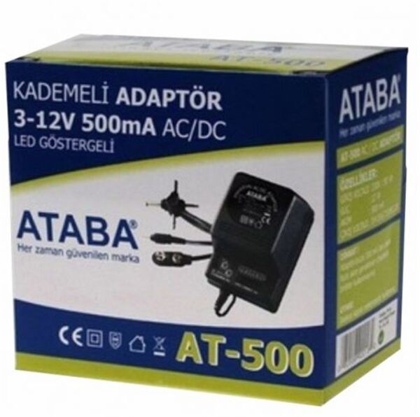 Ataba AT500 0-12V 500mAh Kademeli Adaptör
