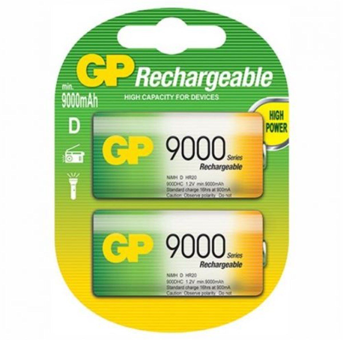 GP 900DHC 9000mAh Büyük Boy ŞARJLI Pil (2Li)