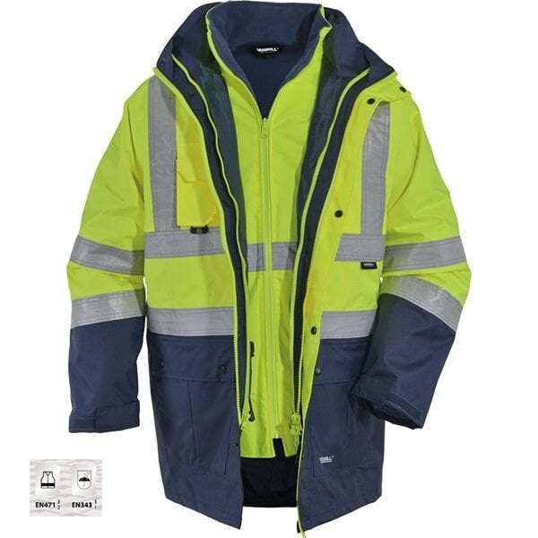 Vizwell VWJK44 300D Oxford 5+1 Reflektörlü Parka Sarı Lacivert - L
