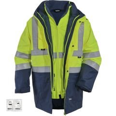 Vizwell VWJK44 300D Oxford 5+1 Reflektörlü Parka Sarı Lacivert - L