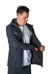 Softshell Kapşonlu Mont Lacivert - 2XL