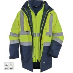 Vizwell VWJK44 300D Oxford 5+1 Reflektörlü Parka Sarı Lacivert - 2XL