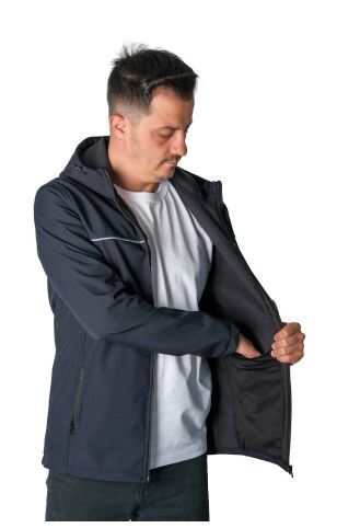 Softshell Kapşonlu Mont Lacivert - M