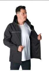 Softshell Kapşonlu Mont Siyah - M