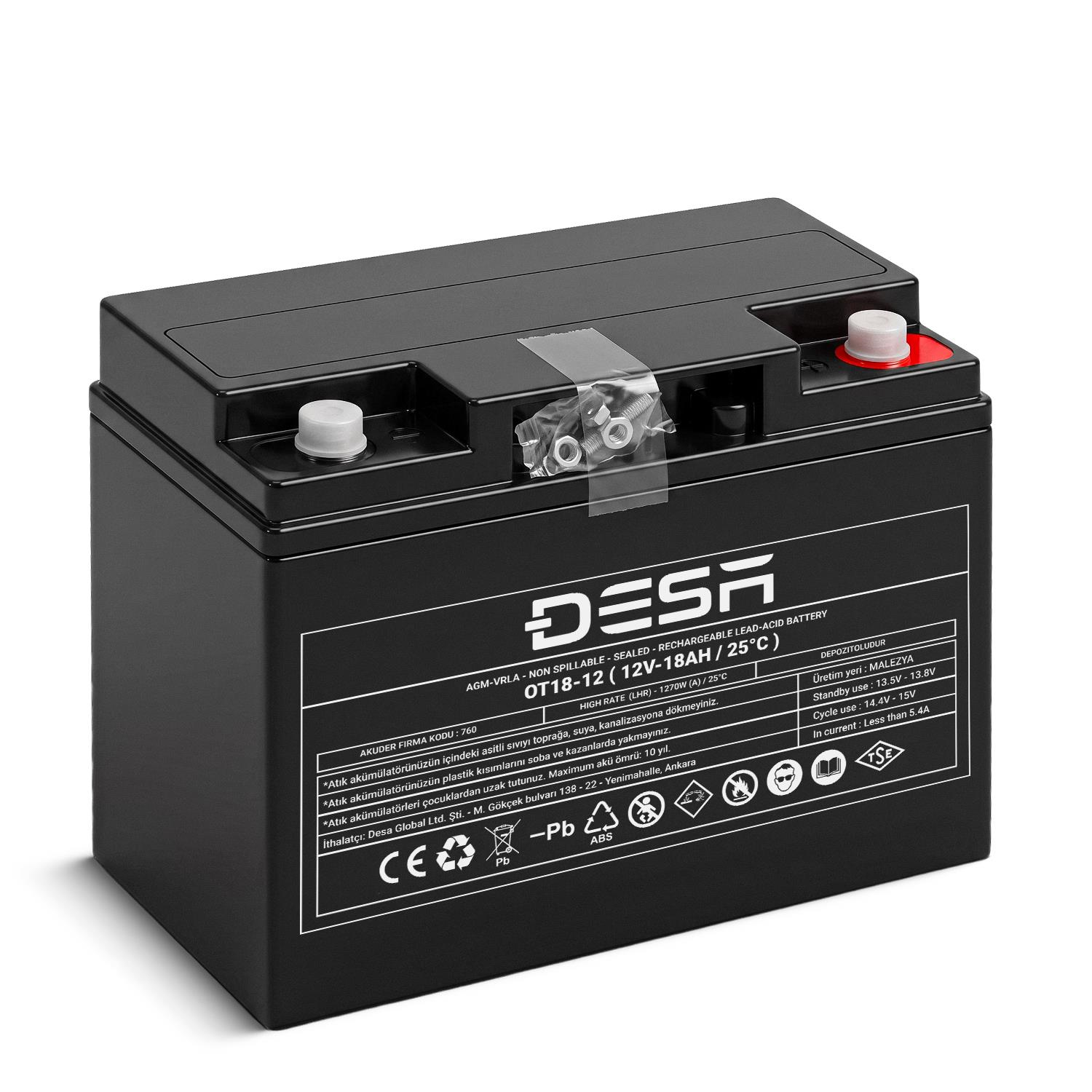 DESA OT18-12 12V 8AH Bakımsız Kuru Akü