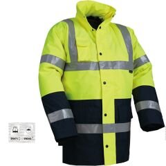 Vizwell VWJK05 300D Oxford İki Renkli Reflektörlü İçi Kapitoneli Parka Sarı Lacivert - L