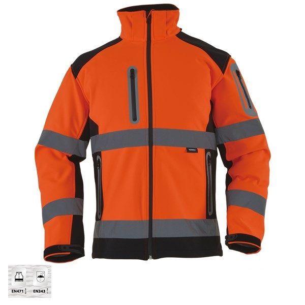 Vizwell VWJK177 Softshell Reflektörlü Çift Renkli Mont M - Turuncu