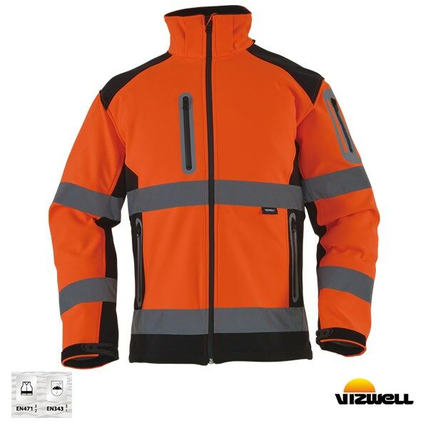 Vizwell VWJK177 Softshell Reflektörlü Çift Renkli Mont XL - Turuncu