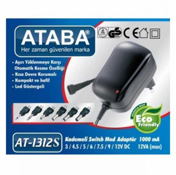 Ataba AT1312S 3-12V 1Ah Switch Mode Adaptör