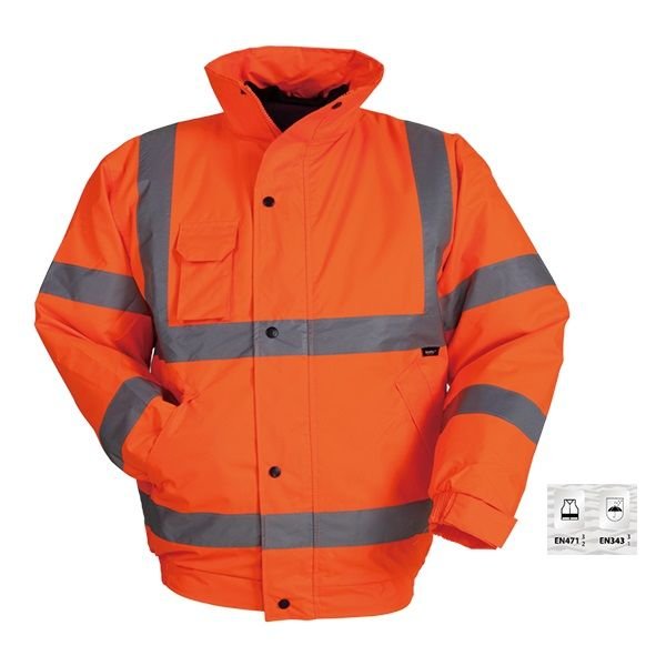 Vizwell VWJK04 300 D Oxford Reflektörlü İçi Kapitoneli Bomber Mont Turuncu - 3XL