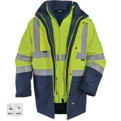 Vizwell VWJK44 300D Oxford 5+1 Reflektörlü Parka Sarı Lacivert - 4XL