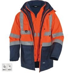 Vizwell VWJK44 300D Oxford 5+1 Reflektörlü Parka Turuncu Lacivert - 4XL