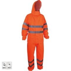 Vizwell VWJK67+68 150D Oxford Reflektörlü Takım Yağmurluk Turuncu - 3XL