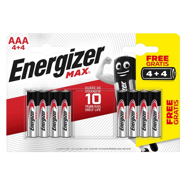 Energizer Alkalin Max AAA İnce Kalem Pil 4+4'lü Paket