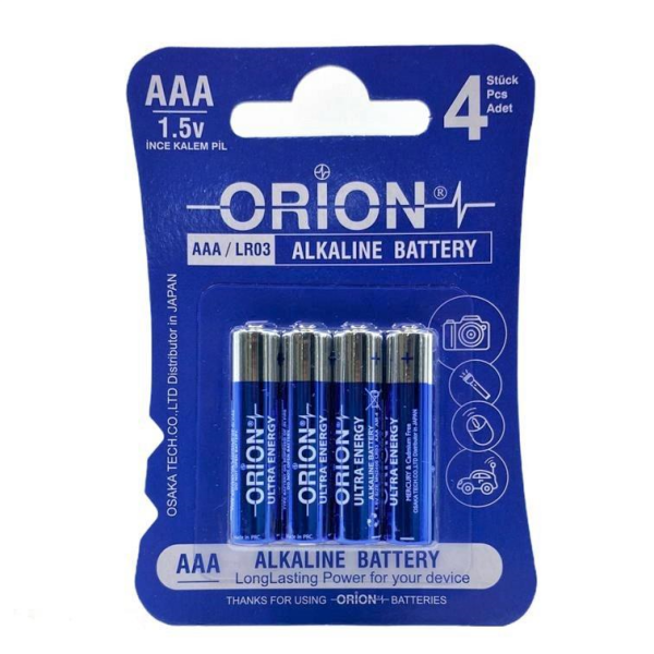 Orion AAA 1.5V Alkalin 4'lü Paket Pil