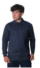 Polo Yaka İki İplik Sweatshirt Lacivert - M