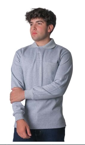 Polo Yaka İki İplik Sweatshirt Gri - XL