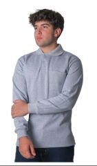 Polo Yaka İki İplik Sweatshirt Gri - XL
