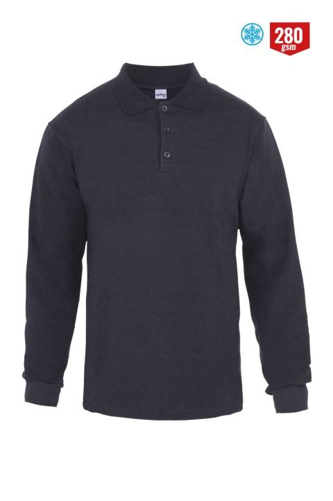 Polo Yaka Sweatshirt Siyah - XL
