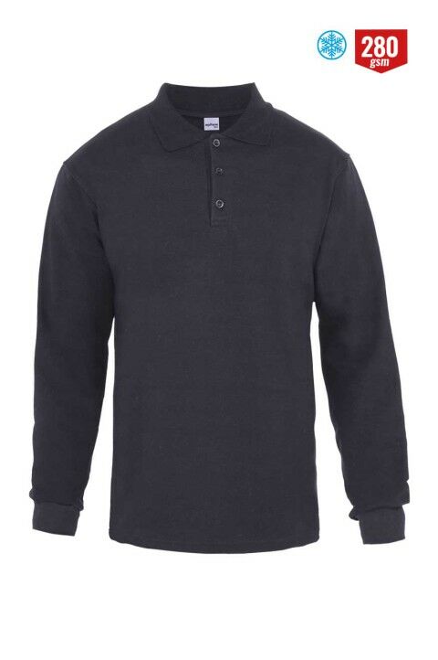 Polo Yaka Sweatshirt Siyah - 3XL