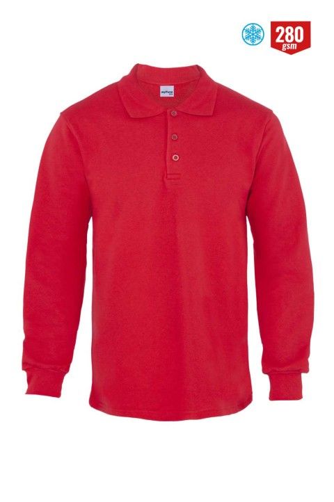 Polo Yaka Sweatshirt Kırmızı - 3XL