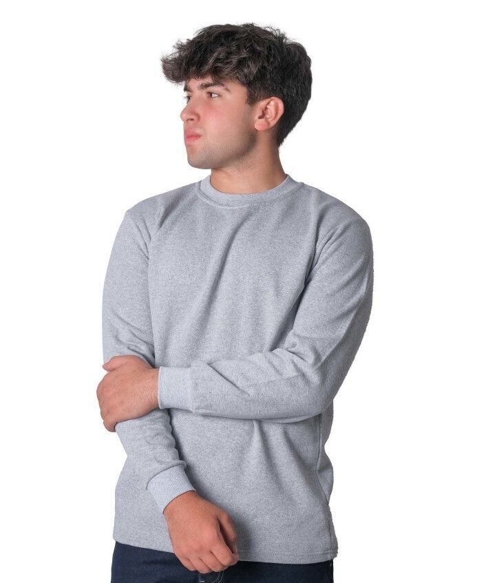 Bisiklet Yaka İki İplik Sweatshirt Gri - XL
