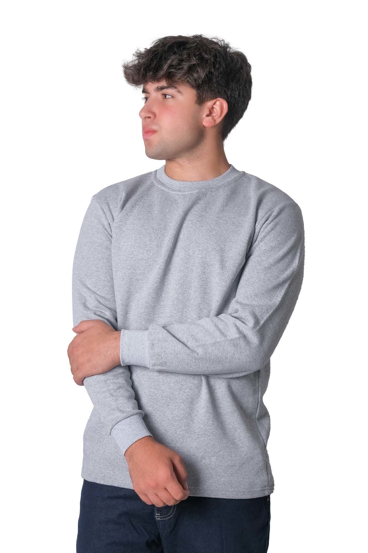 Bisiklet Yaka İki İplik Sweatshirt Gri - M