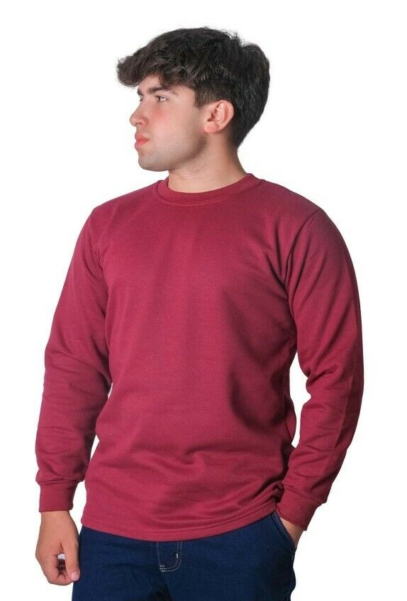 Bisiklet Yaka İki İplik Sweatshirt Bordo - XL