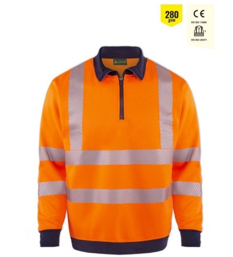 Myform Yüksek Görünümlü Fermuarlı Sweatshirt Turuncu - L