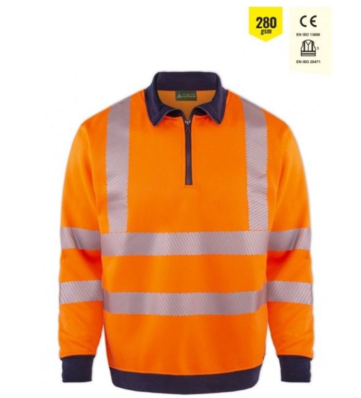 Myform Yüksek Görünümlü Fermuarlı Sweatshirt Turuncu - 4XL