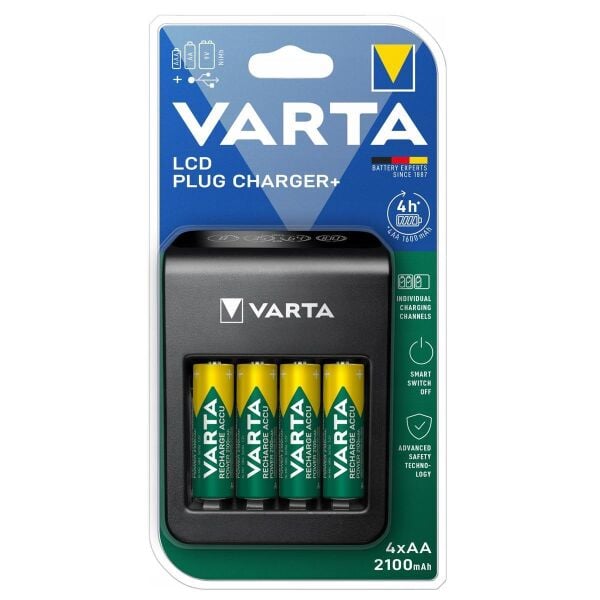 Varta 57687 LCD Plug Pil Şarj Cihazı 4x2100mAh