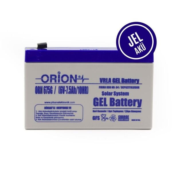 Orion 6V 7.5Ah Bakımsız Jel Akü