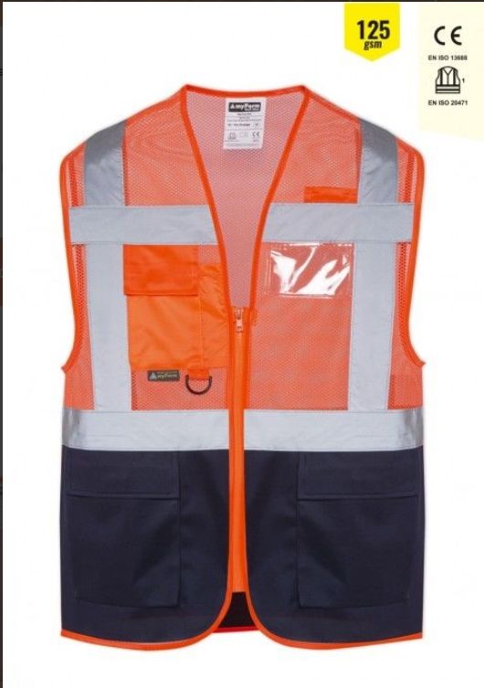 Olympus Hi̇gh Vi̇s Mühendis Yeleği Turuncu Lacivert - 2XL
