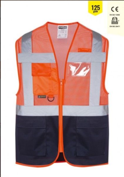 Olympus Hi̇gh Vi̇s Mühendis Yeleği Turuncu Lacivert - 3XL