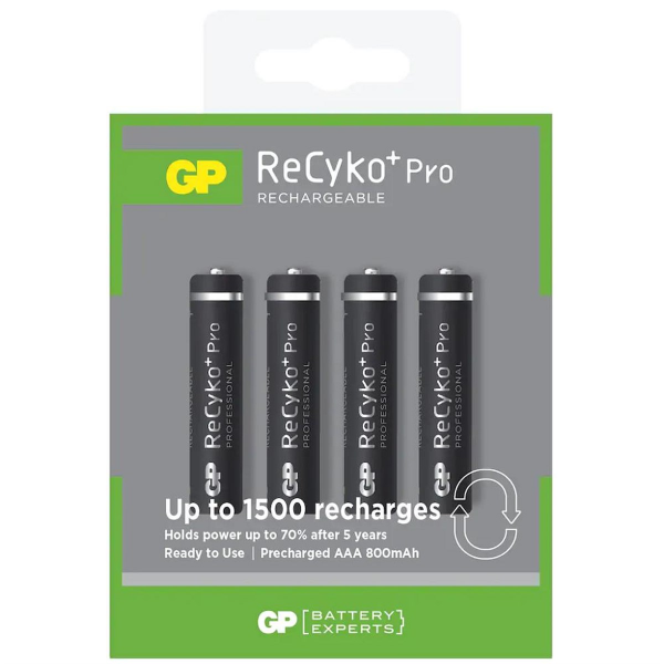 GP ReCyko Pro 800mAh AAA Şarj Edilebilir İnce Kalem Pil 4'lü Paket