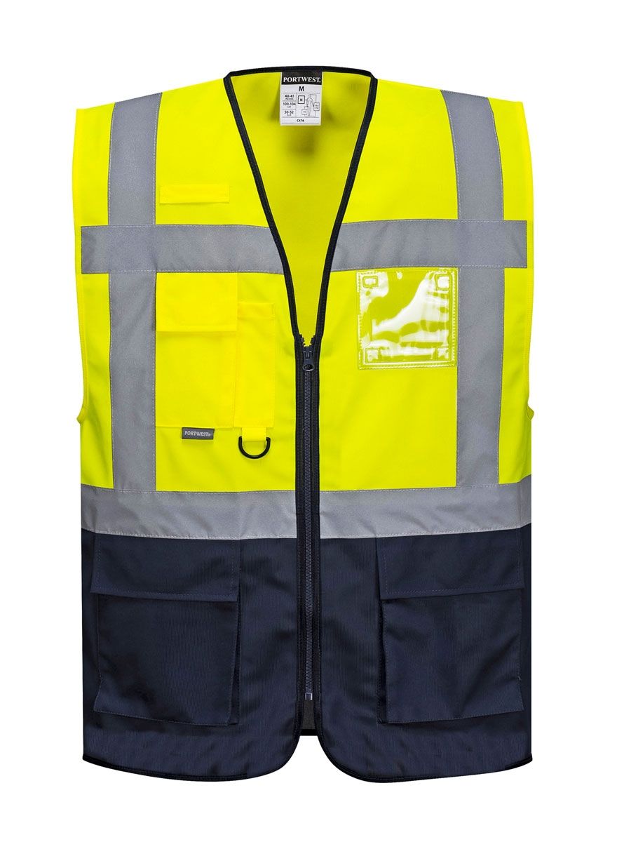 Portwest Warsaw Yönetici Yeleği Sarı/Lacivert