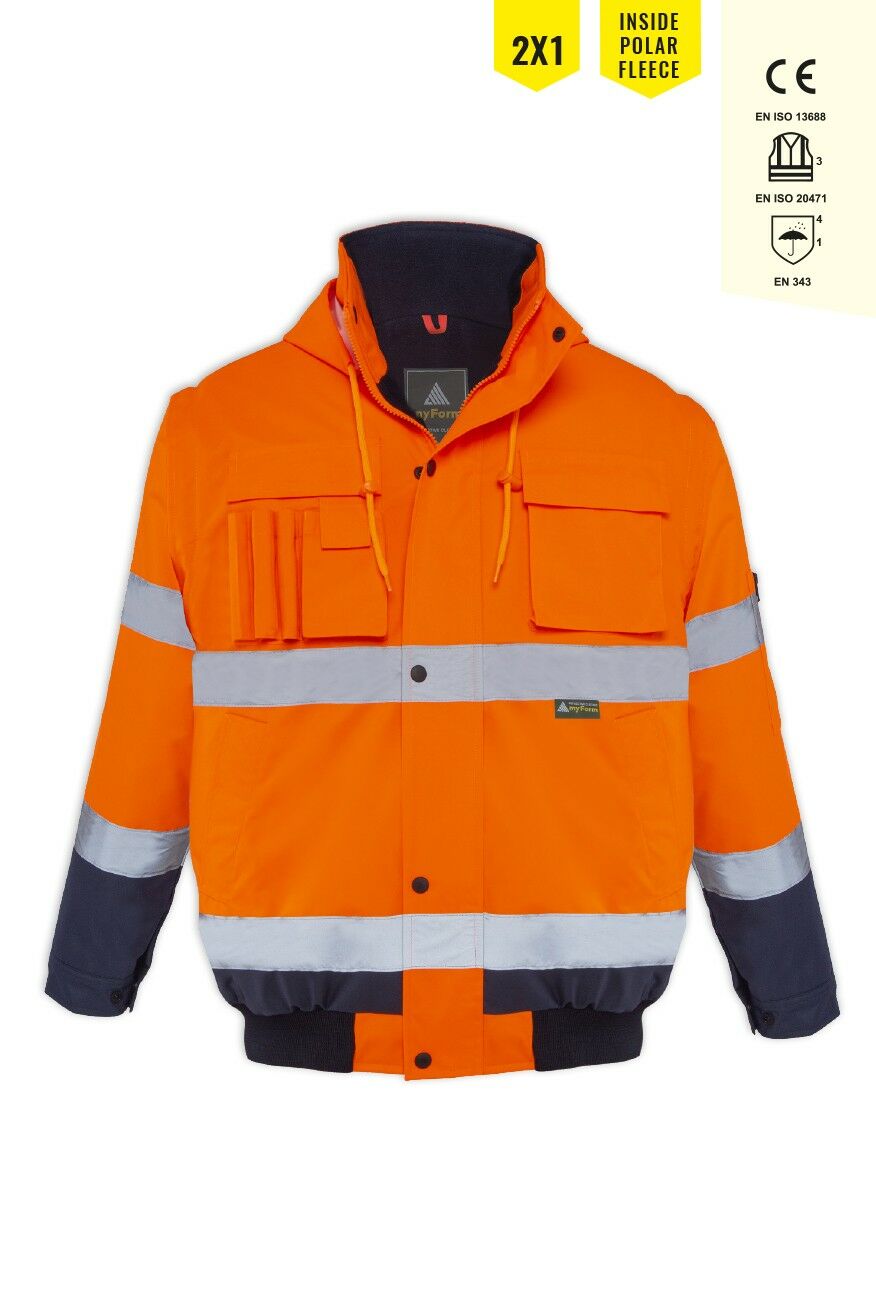 Olympus 2 + 1 Yüksek Görünürlüklü Ceket Mont Turuncu - L