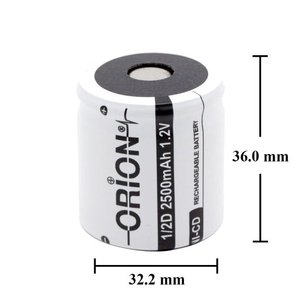 Orion 1/2D 1.2V 2500mAh 3C NiCD Pil