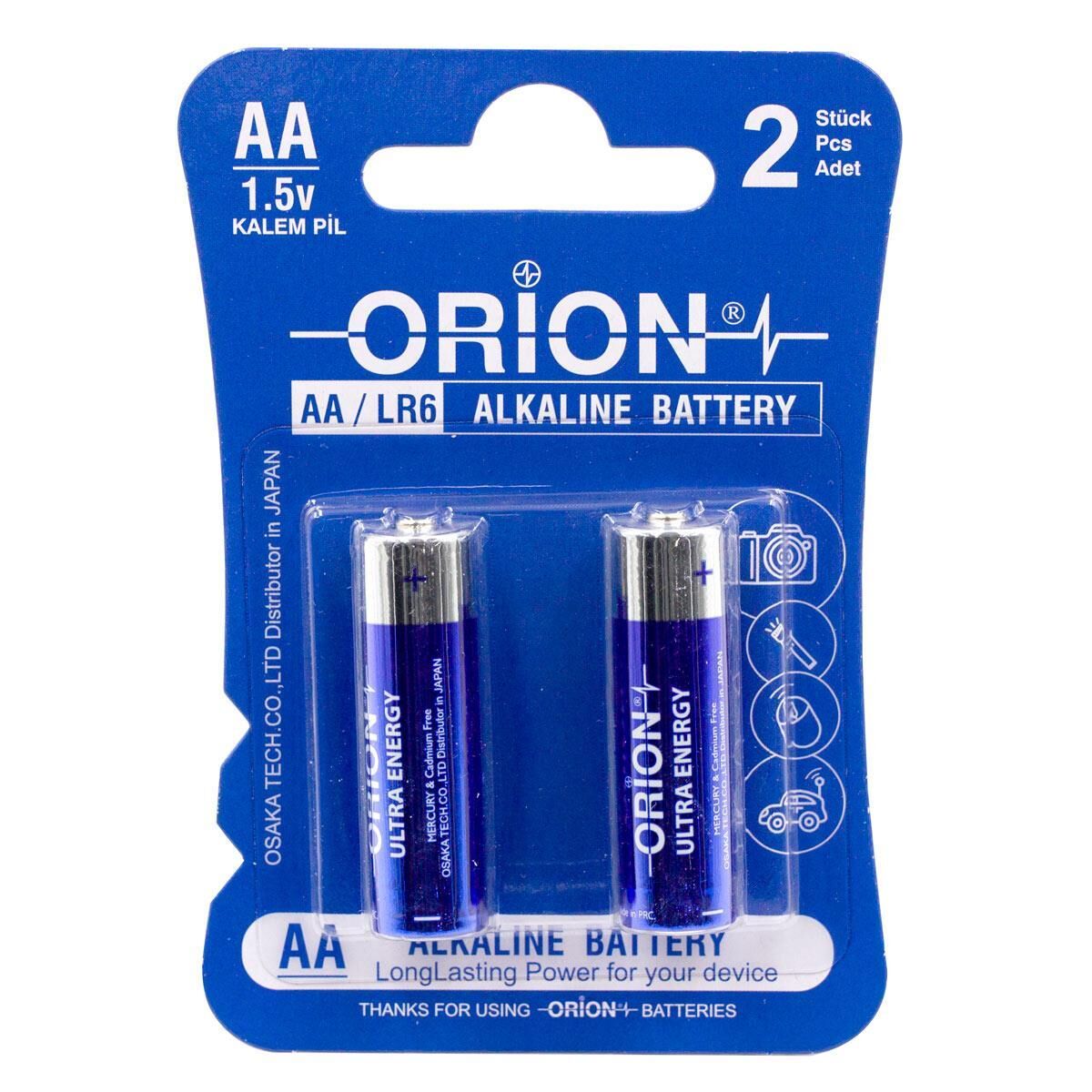 Orion AA 1.5V Alkalin 2'li Paket Pil