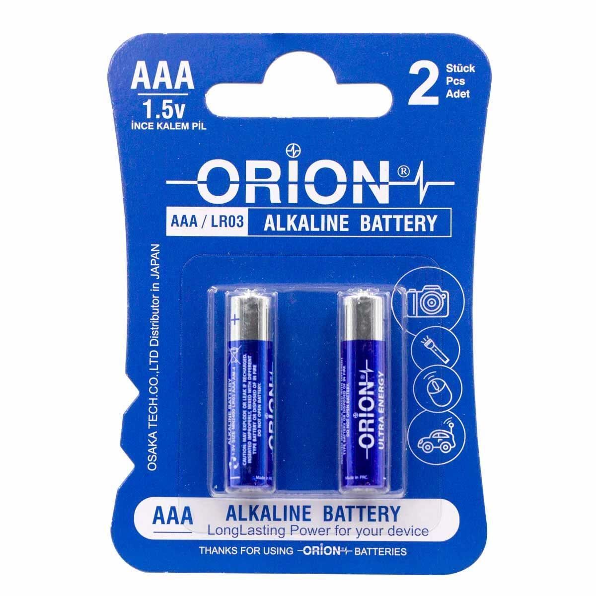 Orion AAA 1.5V Alkalin 2'li Paket Pil